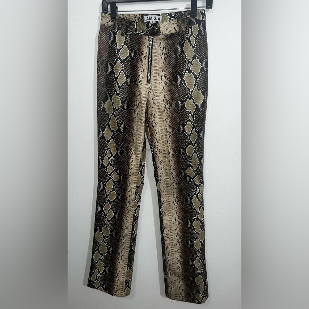 I.AM.GIA Snake Print Pants - Brown and Black